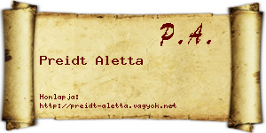 Preidt Aletta névjegykártya